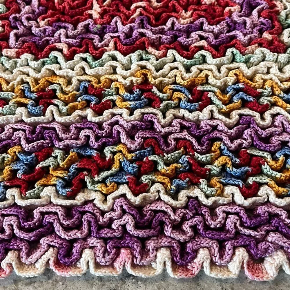Wiggly Crocheted Square tablecloth or hotpad -Large 17x17”